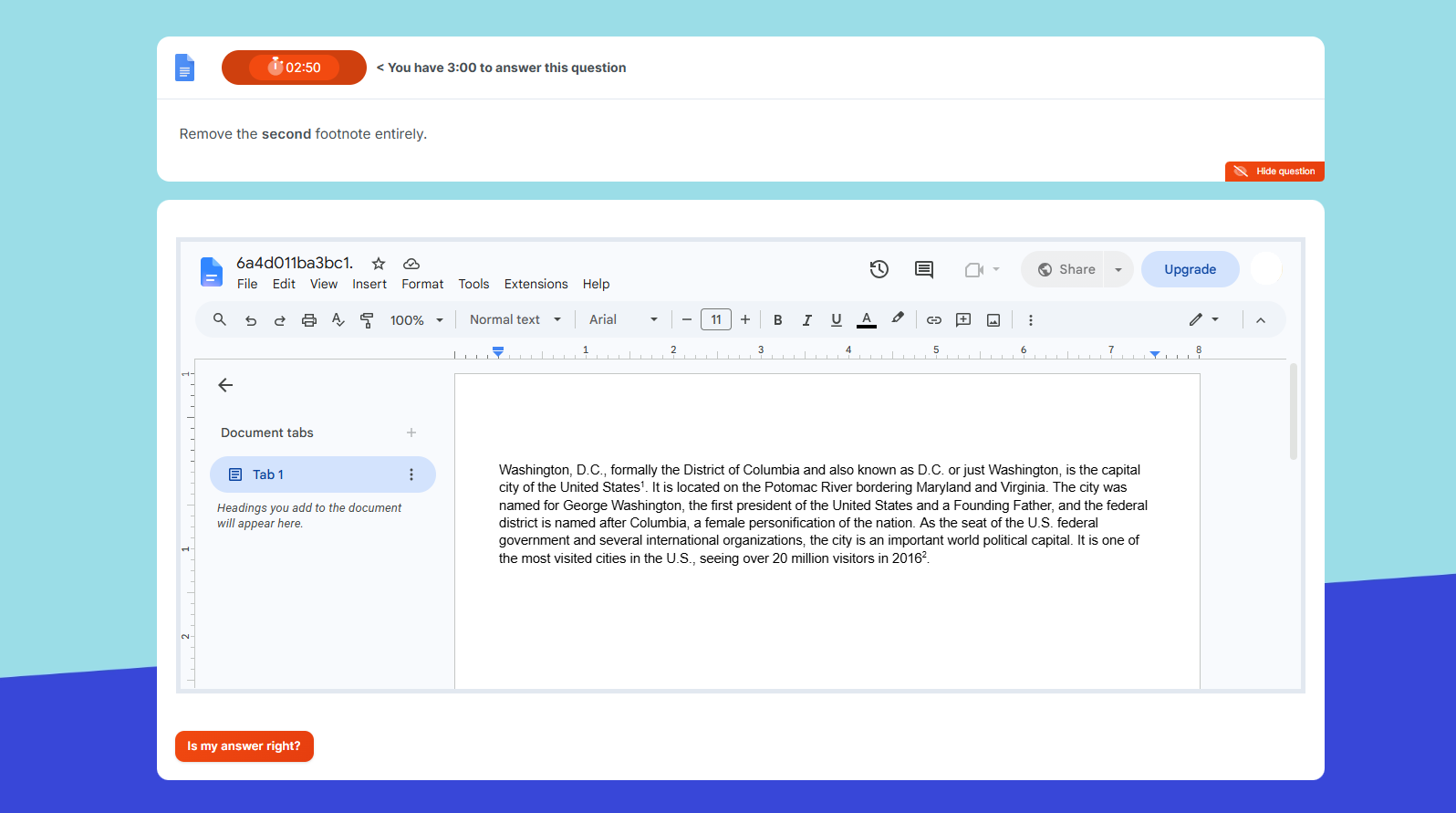 Google Docs exam preview
