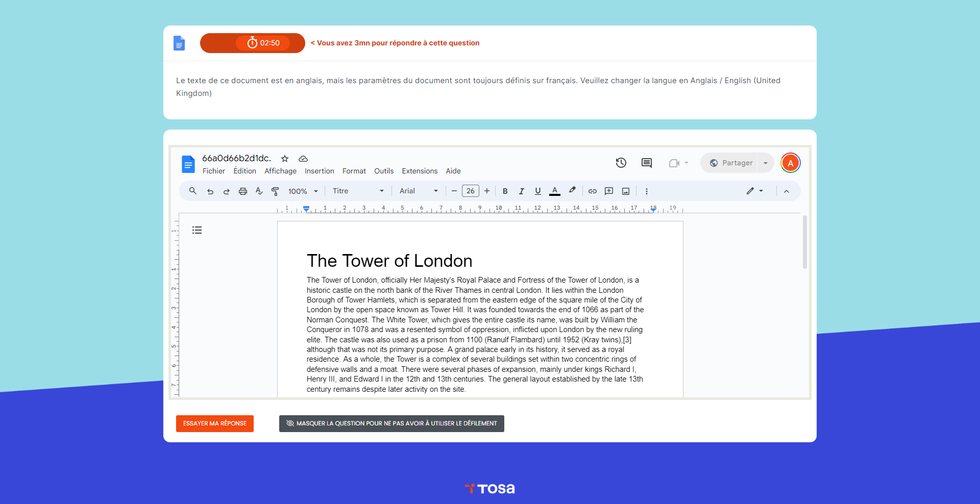Google Docs exam preview