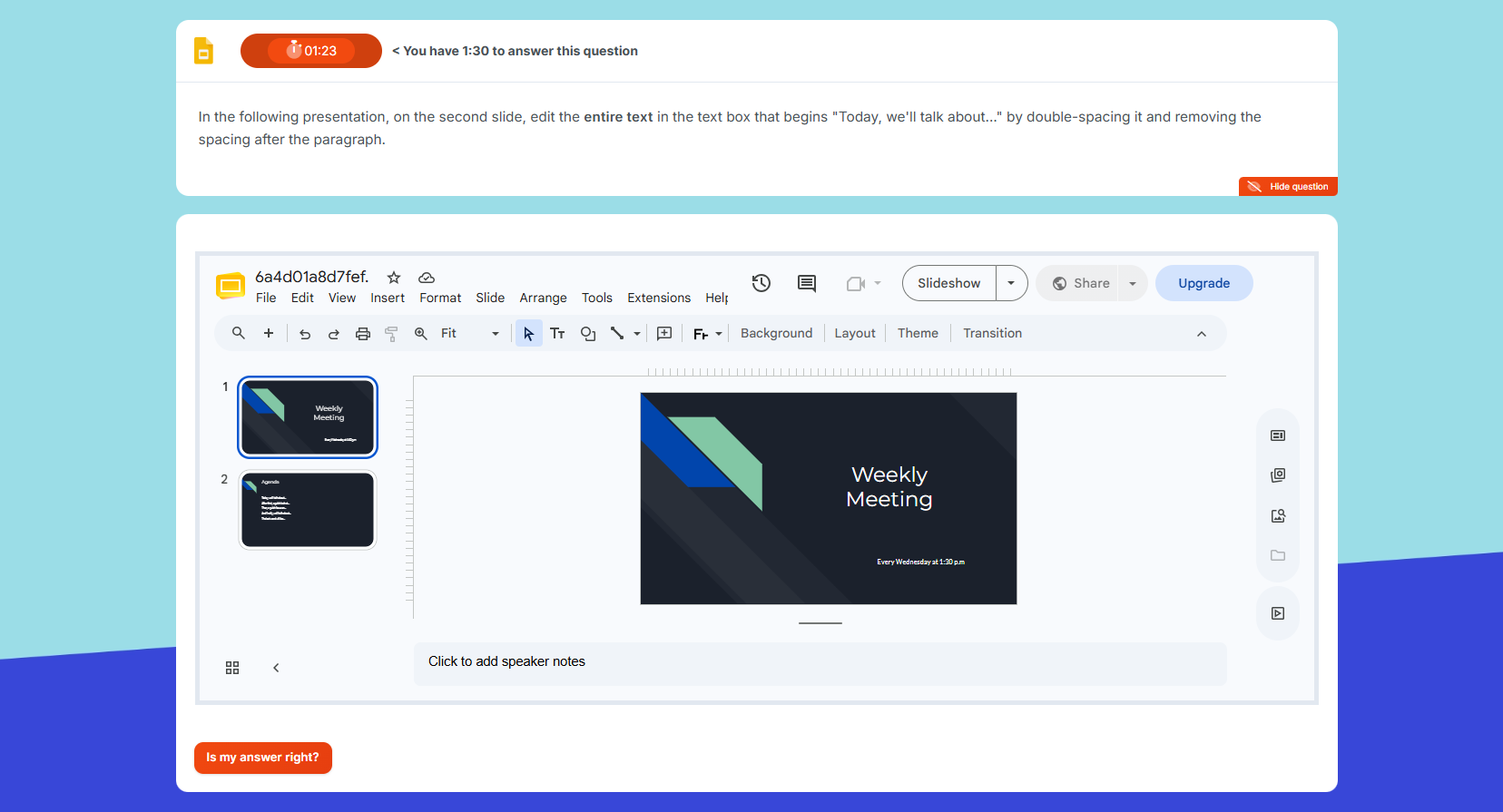Google Slides exam preview