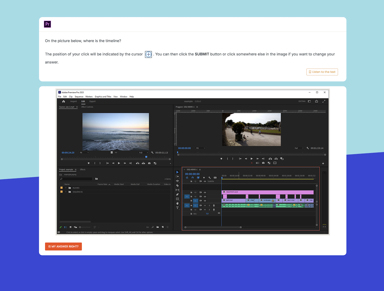 Adobe Premiere exam preview