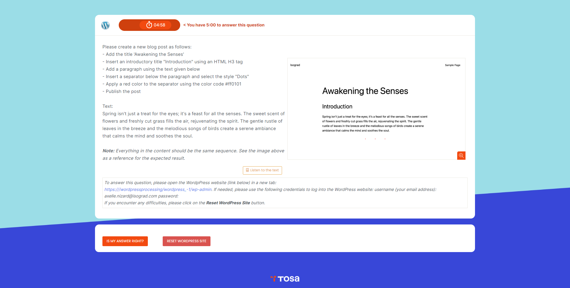 WordPress exam preview