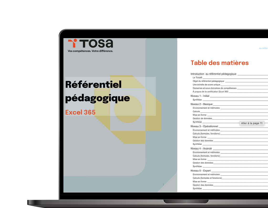 Référentiel pédagogique Tosa — Excel 365